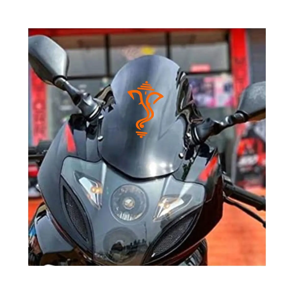 indnone® Lord Small Vinayagan Logo Sticker for Bike Waterproof PVC Vinyl Decal Sticker | Orange Color Standard Size