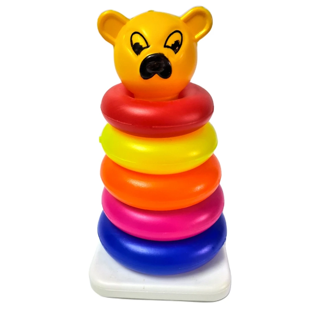 WebGen Mart | Stacking Ring Plastic Toys for Kids | 5 Rings Multi-Colour | Colorful Toddler Baby Activity | Motor and Reasoning Skills | Stack Up Toy
