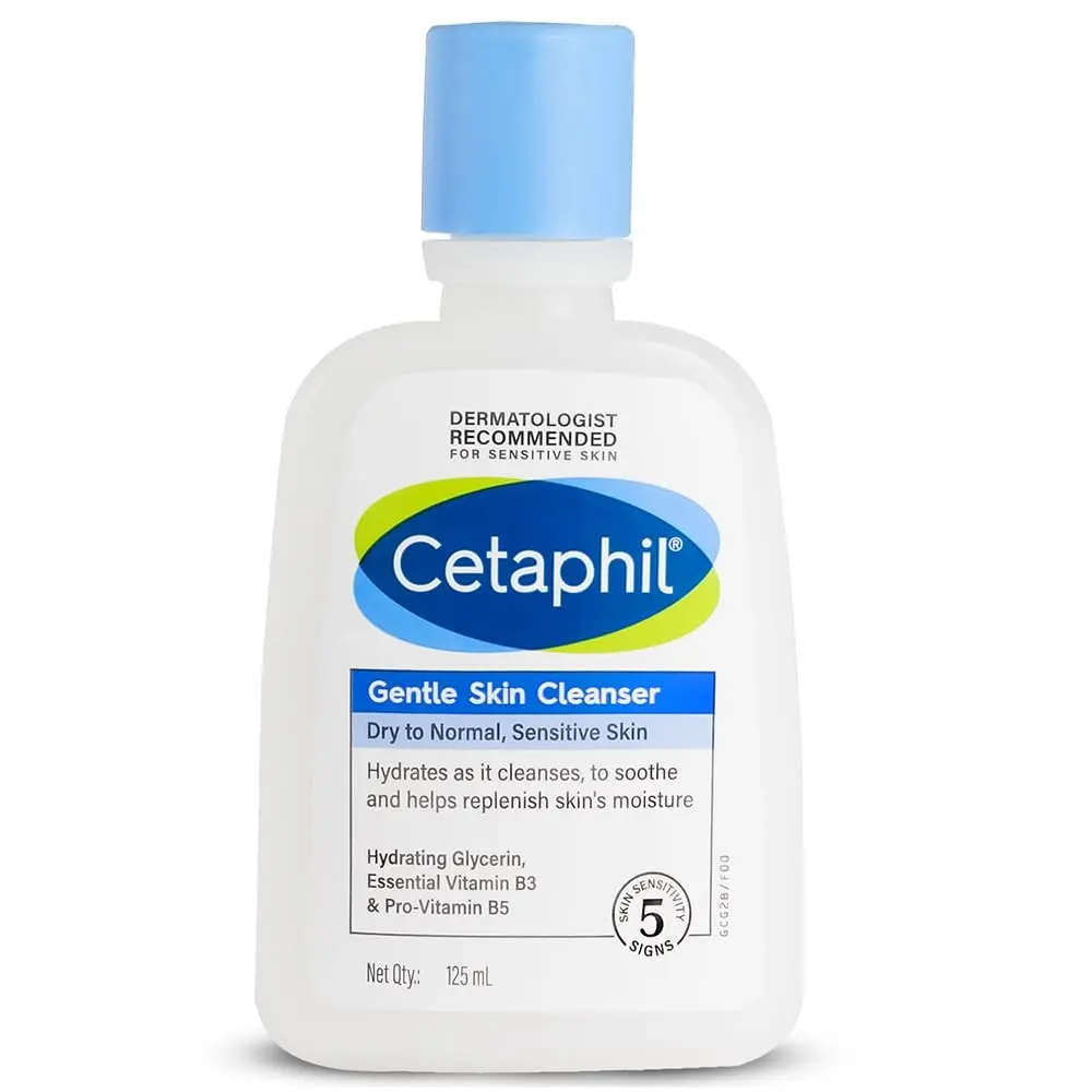 Cetaphil Face Wash Gentle Skin Cleanser for Dry to Normal, Sensitive Skin, 125 ml Hydrating Face Wash with Niacinamide, Vitamin B5