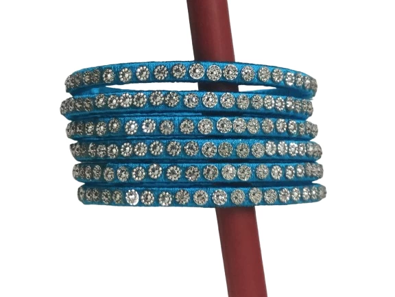 Elegant Blue Silk Thread Bangle Set | Sizes 2*4