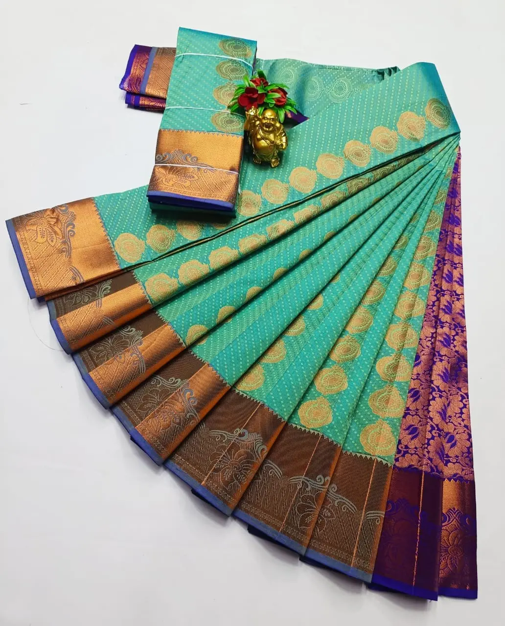 KANCHIPURAM ELEGANT WEDDING SAREES WITH BLOUSE PIECE