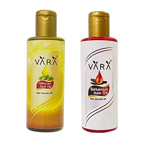 VARA Hibiscus & Ratanjot Hair Oil - 100% Cold Pressed & Naturally Processed for Strong, Nourishing & Healthy Hair - Each 200ml