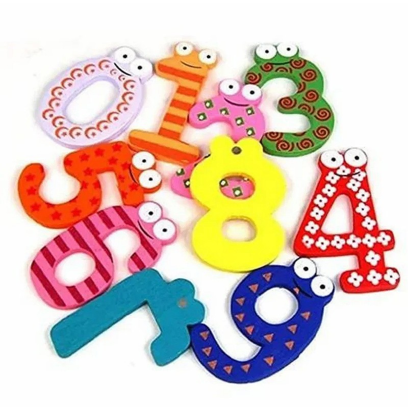 Number Magnet (0 to 9)  - Fun Colorful Magnetic Numbers Wooden Magnets Kids Educational Toy for Kids & Toddlers