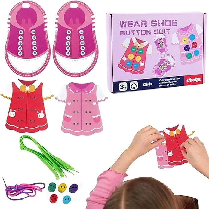 shoe Lacing Board - Baby Shoe Tying Board,Shoelace Threading Teaching Toys with Colourful Buttons | Toddlers Know to Tie Shoelaces Toy for Home | Suitble for Return Gift