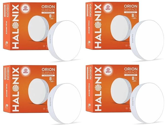 Halonix 8w White Orion Round Led Rimless Surface Downlighter| Led Ceiling Light for Home, Shop and Office