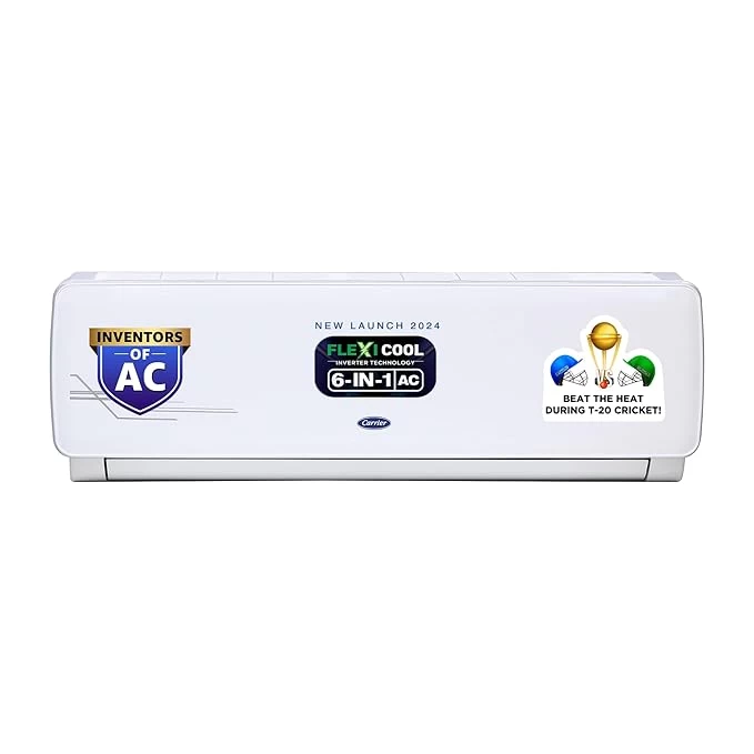 Carrier 2 Ton 3 Star AI Flexicool Inverter Split AC (Copper, Convertible 6-in-1 Cooling,Dual Filtration, Auto Cleanser, 2024 Model,ESTER Exi, CAI24ES3R32F0,White)