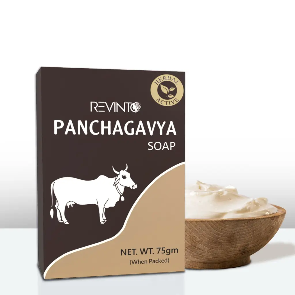 Revinto Panchagavya soap | Nourishes and revitalizes the skin, promoting a youthful and vibrant appearance.| Pack of 2 (75gm)