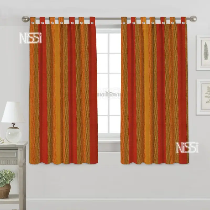 NISSI Cotton Window Curtain || Size: 4 X 5 Feet||Pack of 2(Washable), Striped, Tab Top