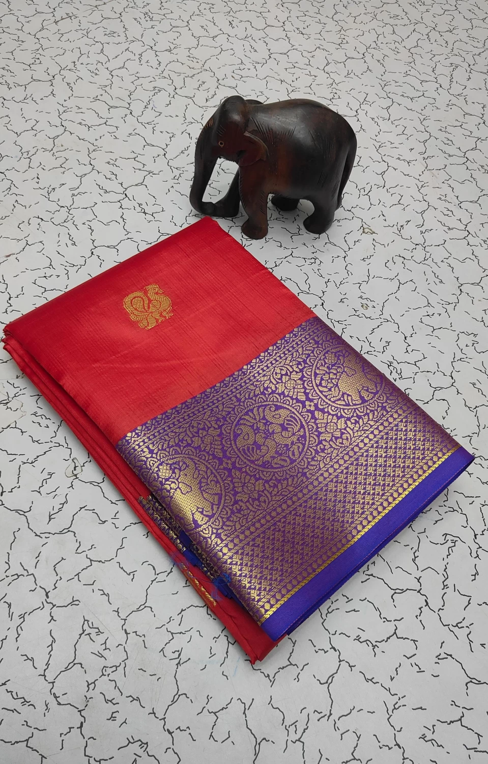 Elegant Red Saree : Traditional Kanjivaram Kottanji Border Soft Silk Sarees Indian Silk Sarees