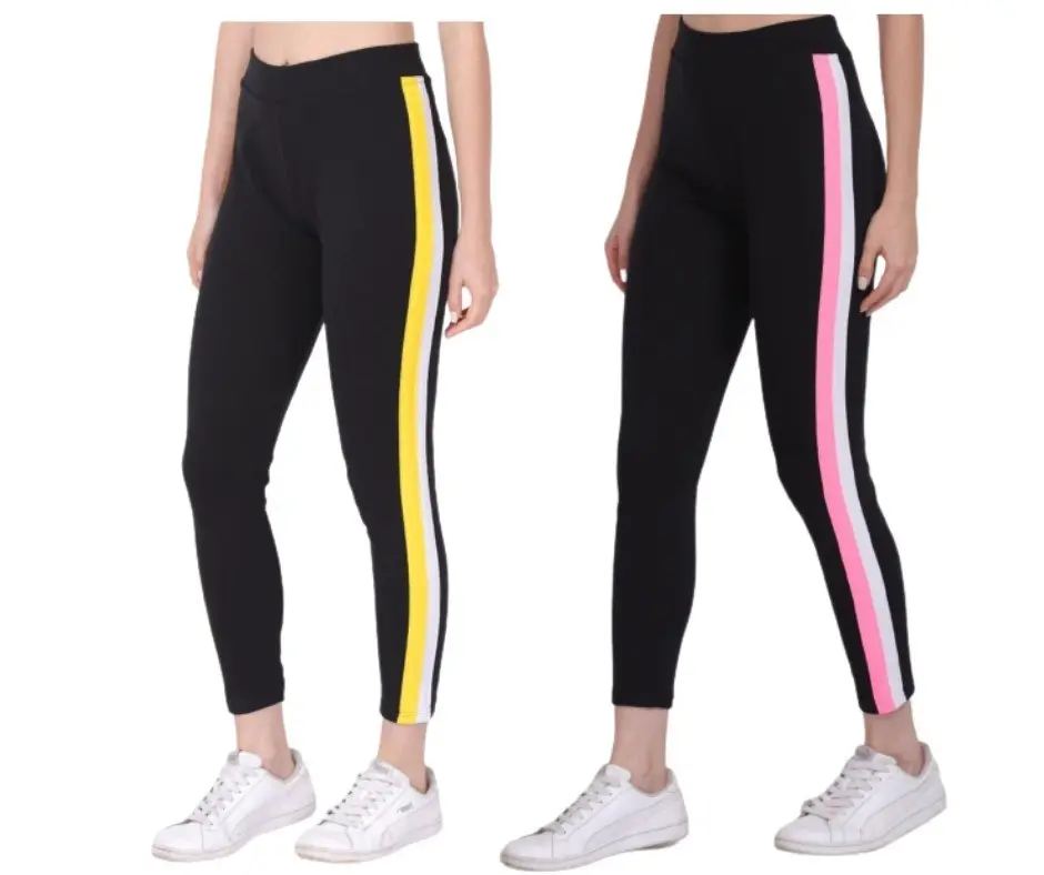 Jegging for women 7cm (yellow/white-pink/white)2 pair