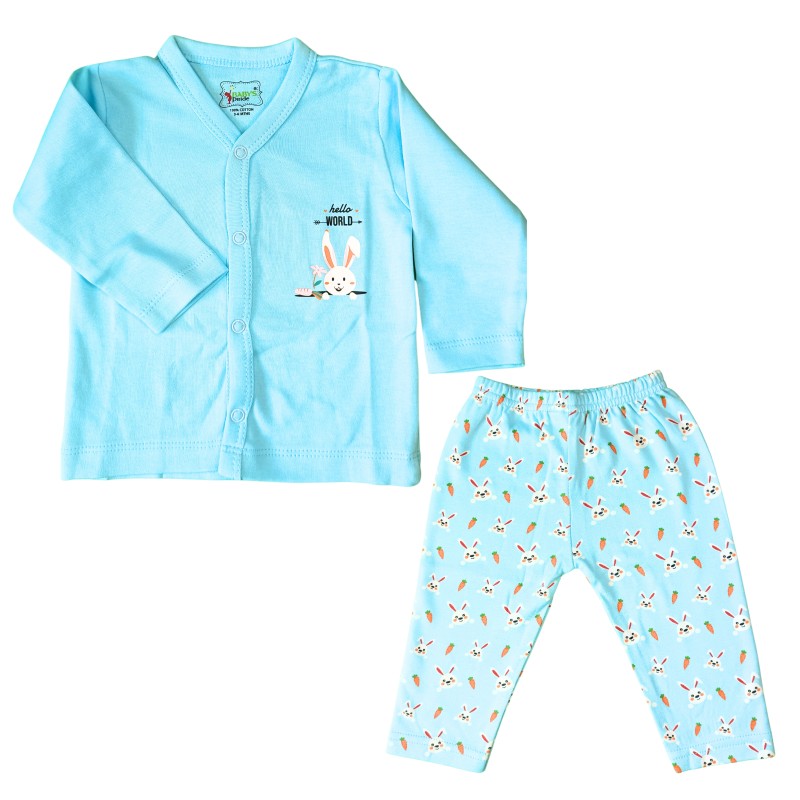 Infant Fullsleeve Jabla and Pants | Light Blue Long-Sleeve - Soft, Breathable Fabric