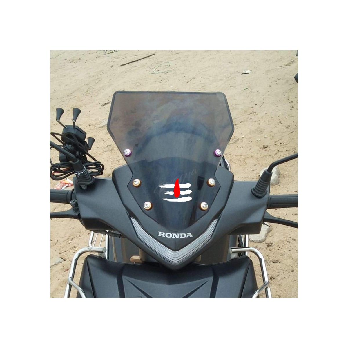 indnone® Lord Shiva Head Logo Sticker for Bike Waterproof PVC Vinyl Decal Sticker | White & Red Color Standard Size