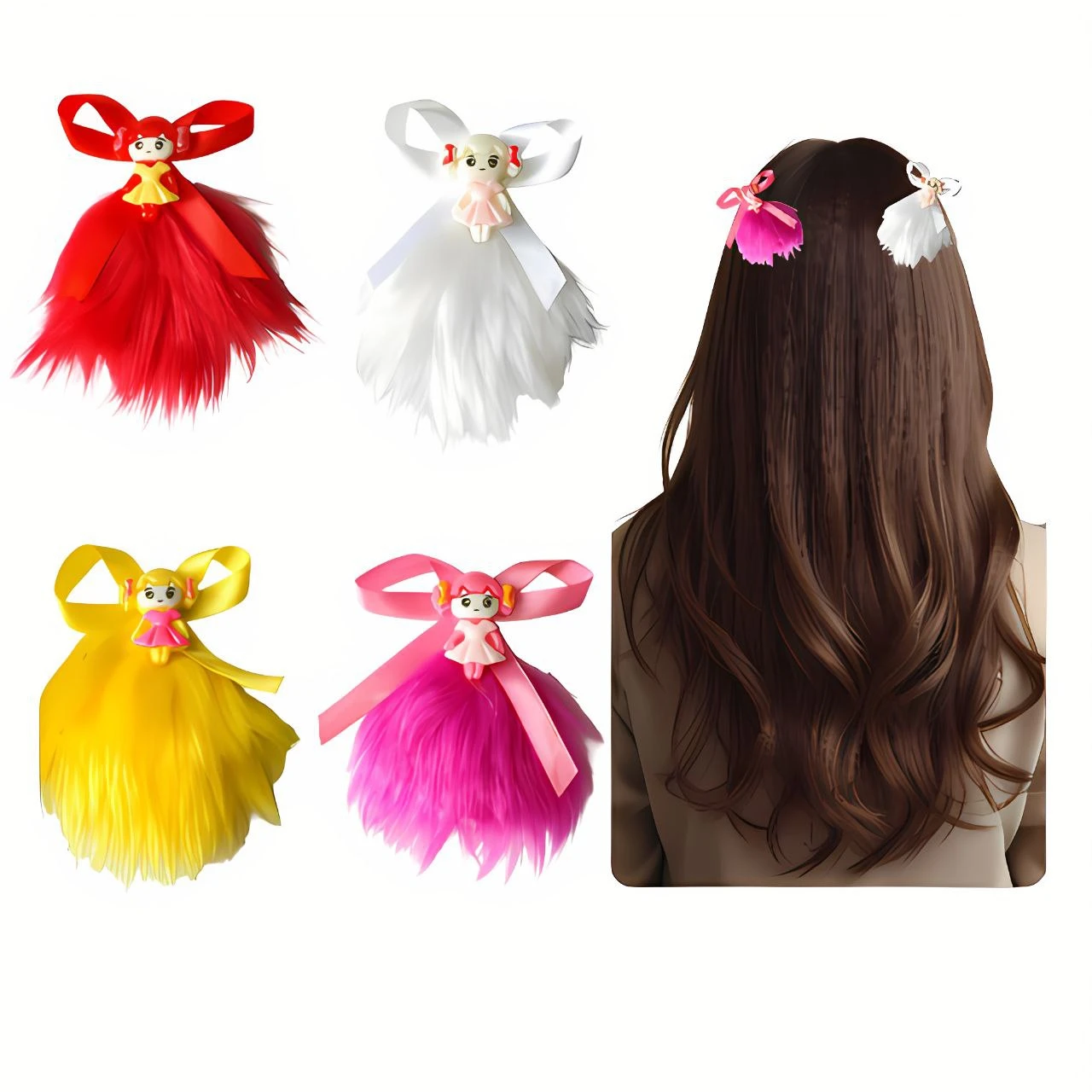 Baby Girl Hair Clips  Different Colour  Snap Clips with Cute Doll Design | Non-Slip Hair Accessories for Toddlers, Kids & Girls Womens , Daily Use ( 4 Designs Pairs ) Descripition :