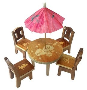 RenzMart - Cute Wooden Doll House Miniature Dinning Table For Kids 3+ Years