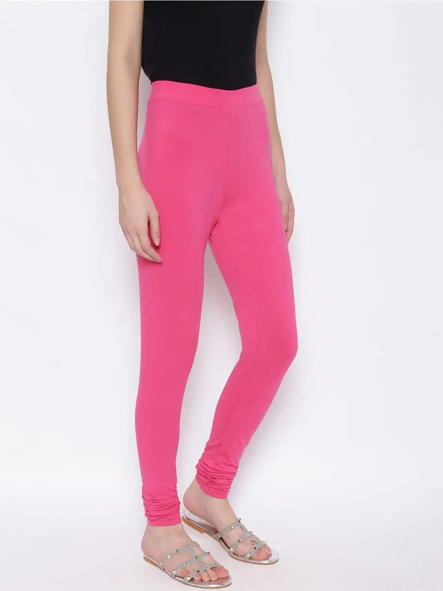 Women's Deep Pink Ankle Leggings - Soft, Stretchy & Supportive for All-Day Comfort