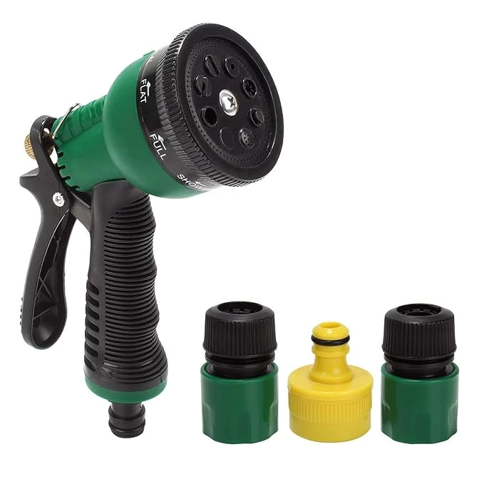 Plastic Garden Hose Nozzle Water Spray Gun Connector Tap Adapter Set