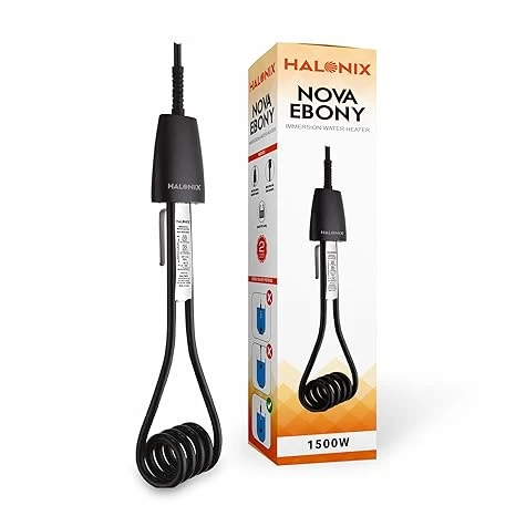 Halonix Add-on Nova Ebony 1500w Electric Water Heater Immersion Rod | Instant Heating With Bucket Holder | Isi Certified 2 Year Replacement Warranty