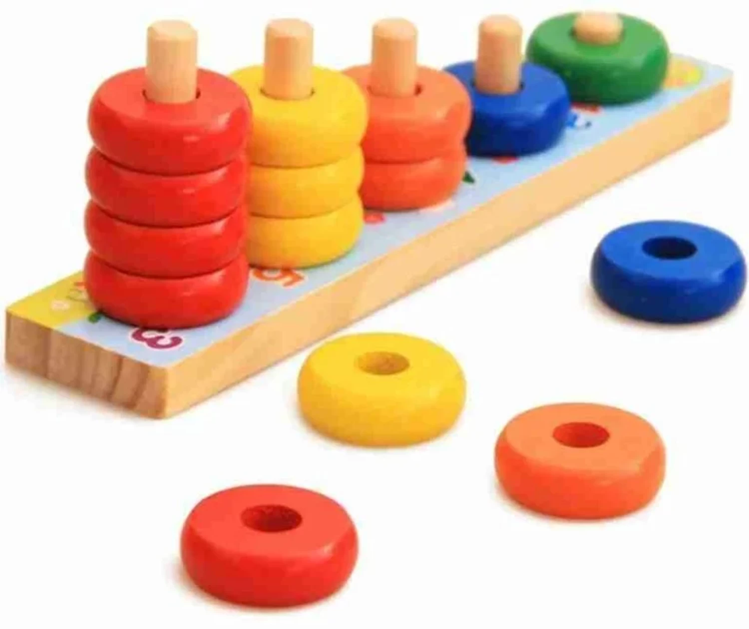 Rainbow calculates Circle - Rainbow Calculation Counting Stacker Math Toy | Colorful 5 Pillar Column Wood Circle Number Match Game for Kids