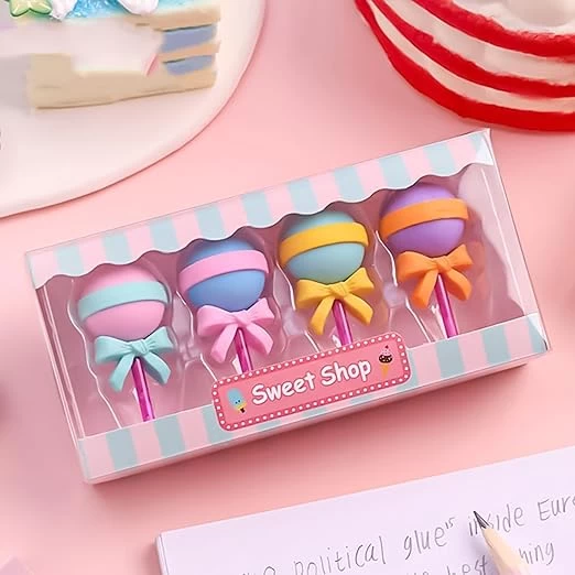 Fun Eraser Set: 4 Pieces, Perfect for School & Party Favors