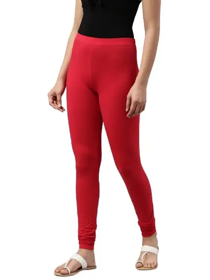 Lycra Chudithar Leggings for Womens colour Red