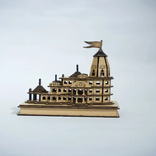 Shree Ram Mandir Ayodhya 3D Model, Exclusive 3D Wooden Shree Ram Janmabhoomi Temple, Designed and Made by Indian Craftmen, Best for Home, Office, Gifts and Car Decor