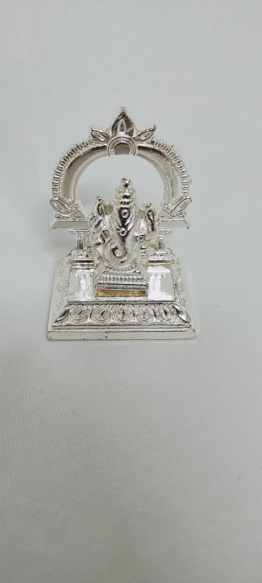 samukkaras fashions German Silver Vinayagar Statue for Car Dashboard / Ganesha Idol for Car Decorative Showpiece - 6 cm  (Silver Plated, Silver)