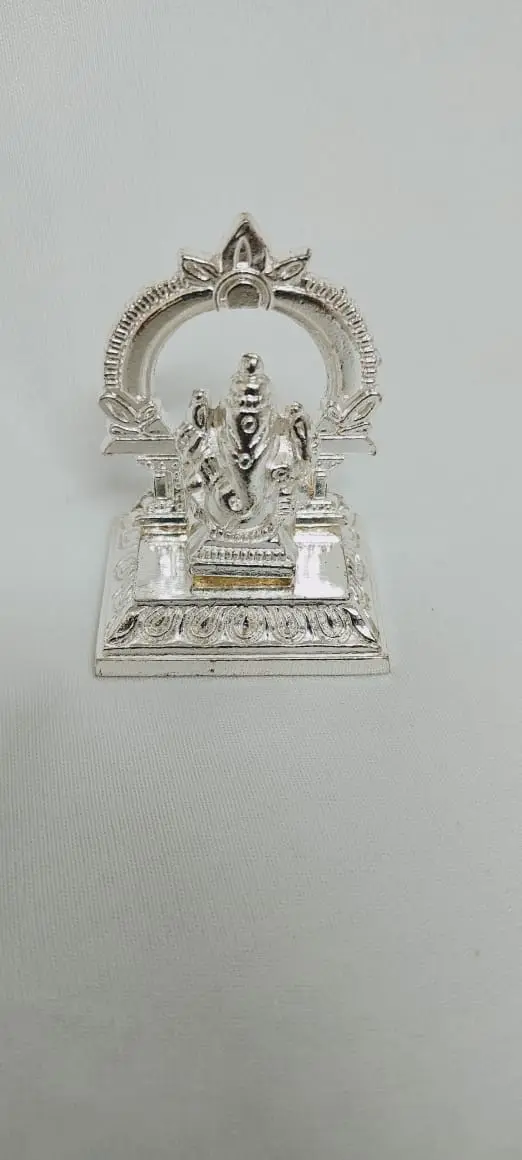 samukkaras fashions German Silver Vinayagar Statue for Car Dashboard / Ganesha Idol for Car Decorative Showpiece - 6 cm  (Silver Plated, Silver)