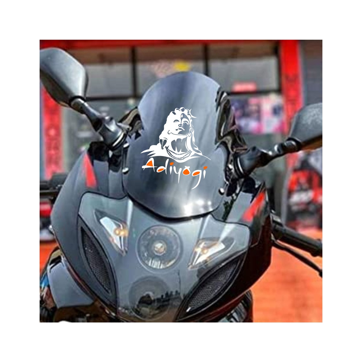 indnone® Lord Shiva Sticker for Bike Waterproof PVC Vinyl Decal Sticker | White & Orange Color Standard Size