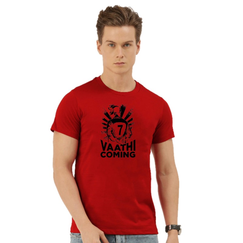 TouchMe Fashions men's cotton red half hand dhoni tshirts