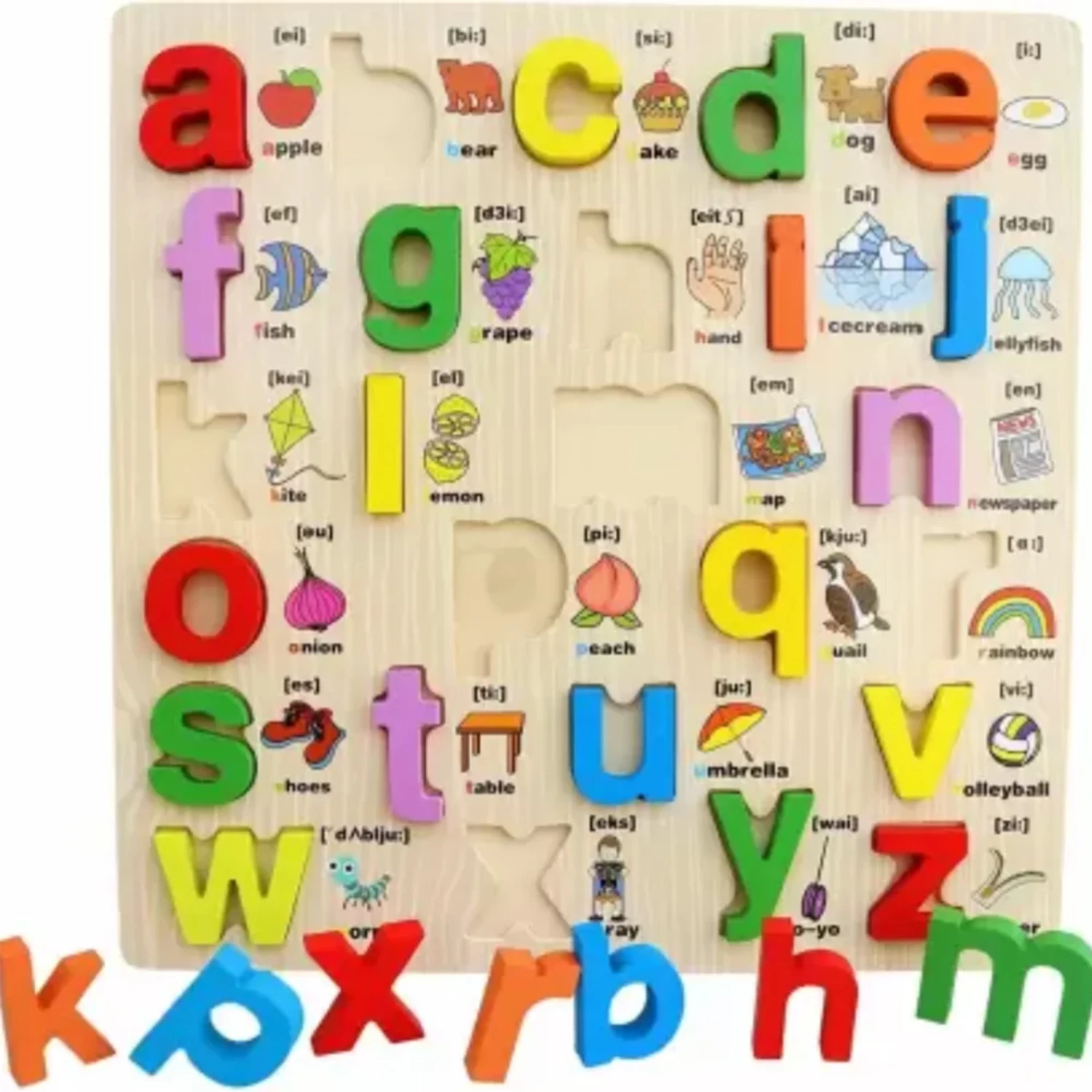 Chunky Lower Case Alphabets - Small ABC Wooden Picture Alphabet for Kids Ages 3-5, Early's Childerns Lower Case Chunky Letters Puzzles for Kids & Toddlers