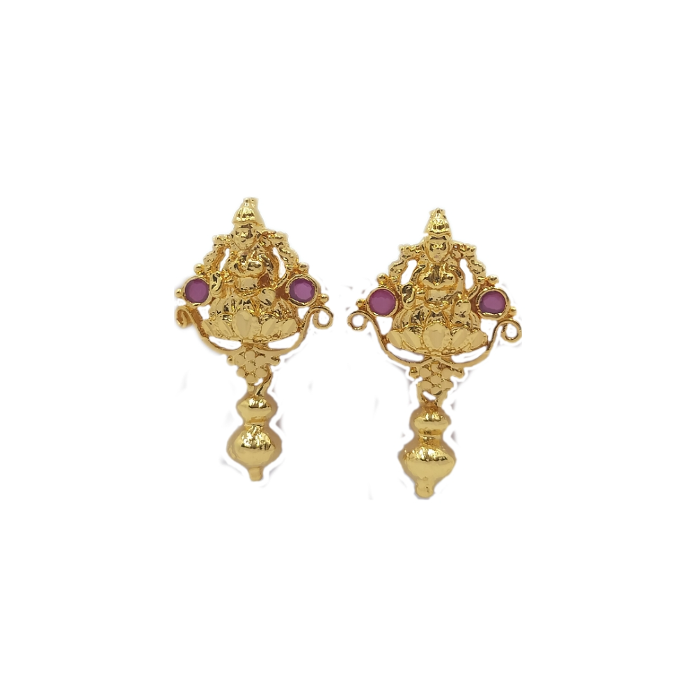 Traditional Temple lakshmi Devi Gold Plated Forming Screw type earrings & simple good looking for Daily Wear