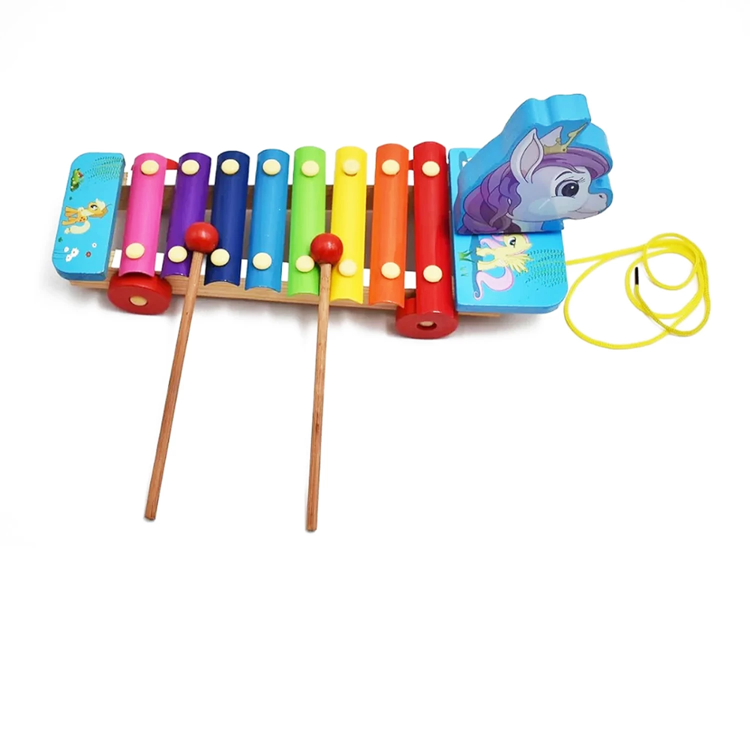 2 in 1 Animal Xylophone -(Random Design Will Send) Pull Along Wooden Toys for Kids, Pretend Musical Instrument for Kids and Toddlers Suitable for Return Gift