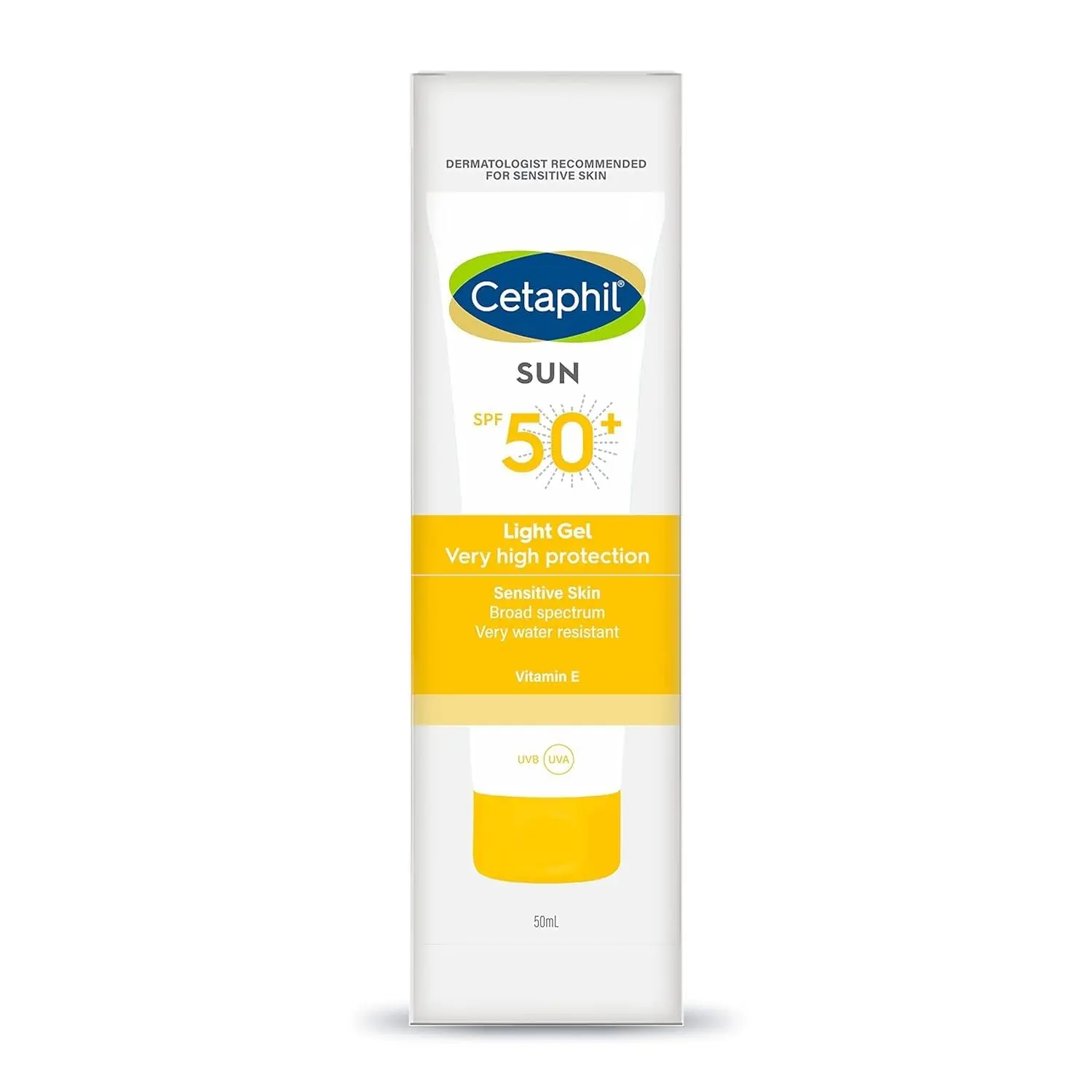 Cetaphil Combination Skin Sun Spf 50 Sunscreen, Very High Protection Light Gel, Water Resistant, Vitamin E, 50 Ml, Pack Of 1