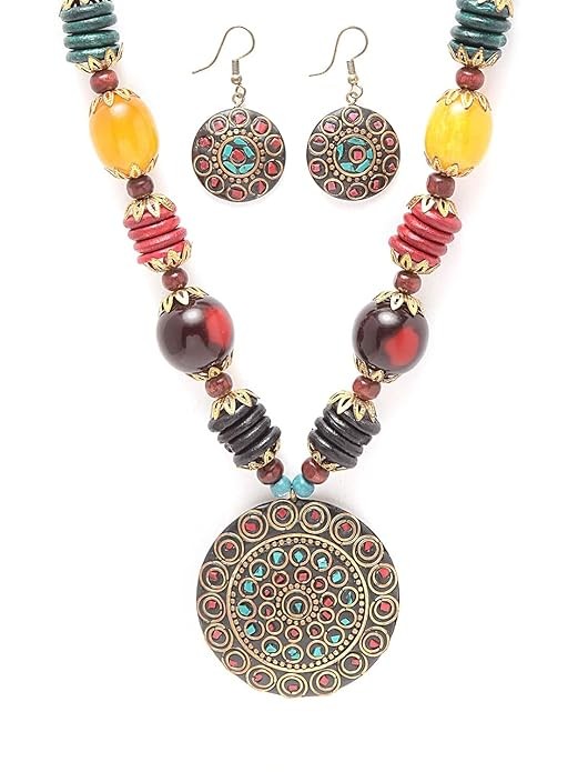 Tibetan Pendant Traditional Necklace Jewellery Set for Women