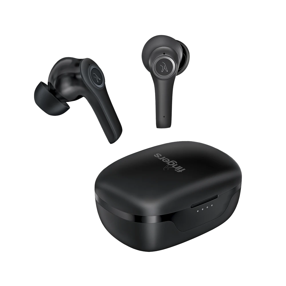 FINGERS ANC HopBeats Wireless Earbuds | Active Noise Cancellation, Bluetooth 5.3, IPX5 Waterproof, 45H Playtime, Touch Control, Built-in Mic, Ideal for Calls & Music (Black)