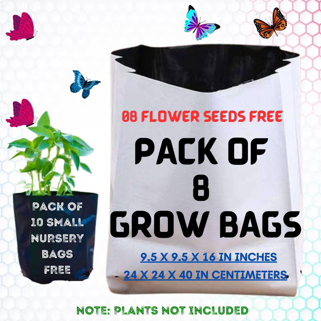 White Color Grow Bags for Terrace and Home Garden 24*24*40 Centimeters (Pack of 08)