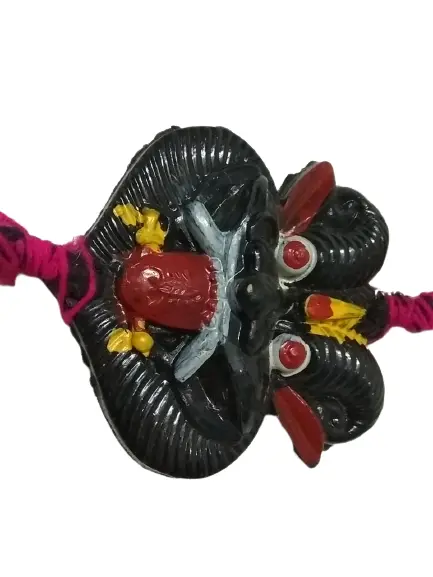 The Plastic Battu Disti Bomma/Evil Eye Protector use home Entrance Nazar kavach Hand Made Religious Mitti Oil Paint Nazar Battu Bhoot (Black) height 12inch / Length :4 Inch  (Total 2 pcs )