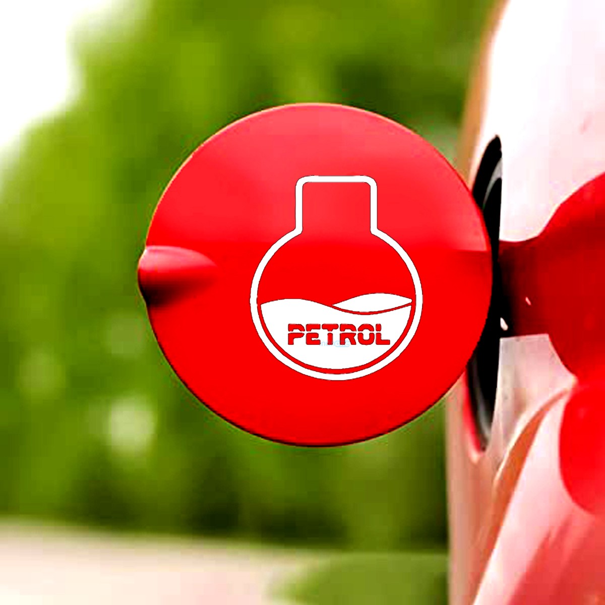 indnone® Test Tube Petrol Logo Sticker for Car. Car Sticker Stylish Fuel Lid | White Color Standard Size