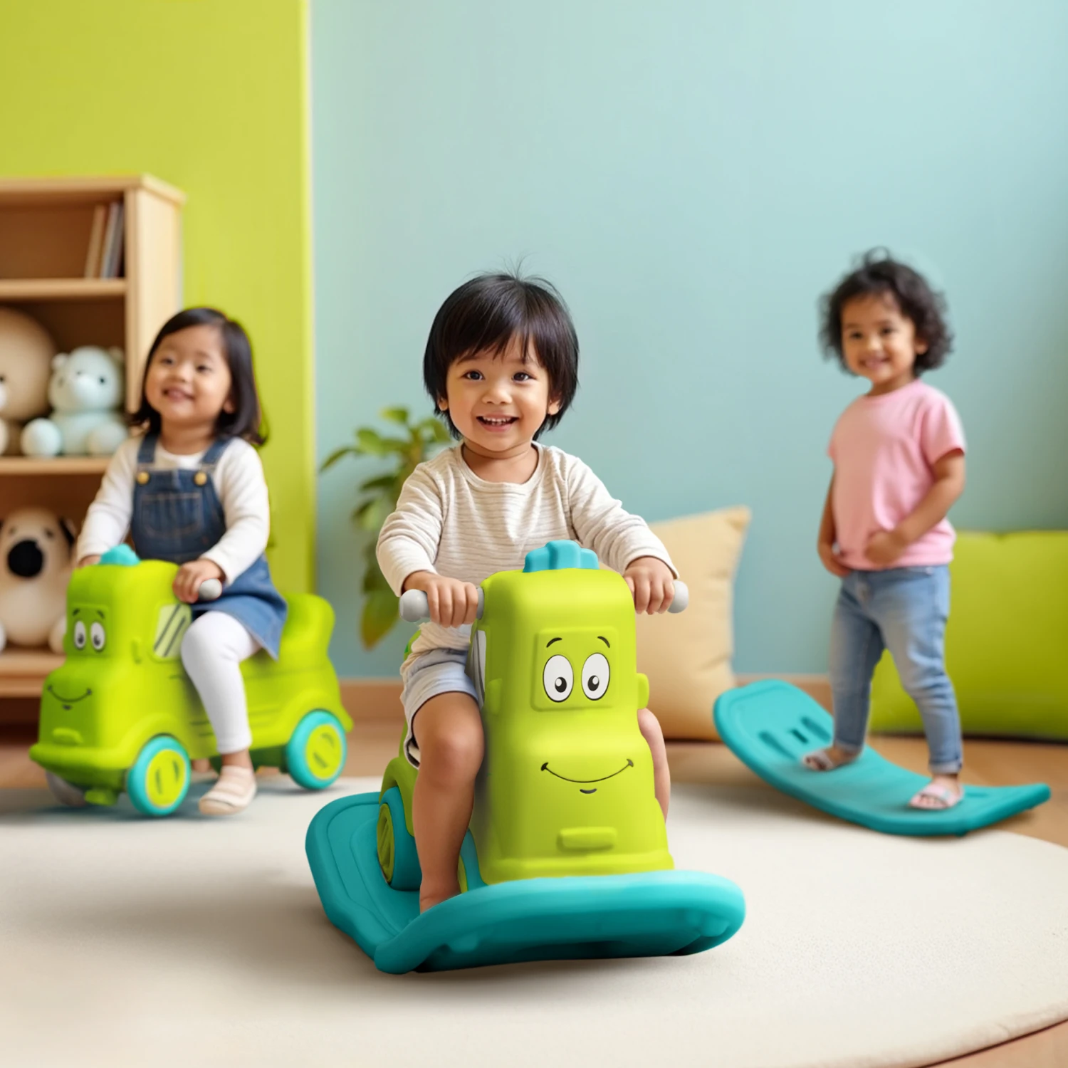 Happy Bear 3-in-1 Rock and Roll Ride-On | Push Car for 1 – 5 Years | Rocking Horse for Toddlers | balance Board | Safe, Sturdy & Fun Indoor Toy