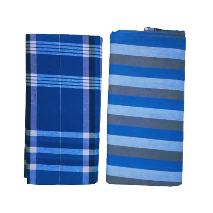 100% Pure Cotton Multicolor Premium Modern Lungies for Men (Size 2.25 Meters) Pack of 2 pcs. (STRIPE/BLUR BIG CK)