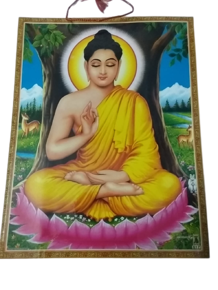 3 Photo Laminations Gautam Buddha Symbol of Peace, (Length : 9 inch /height : 12 inch ) Pack of 3