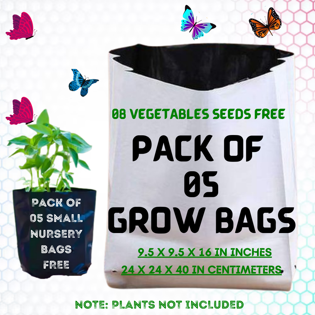 Grow Bags for Kitchen and Terrace Gardening (Pack of 05) 24 x 24 x 40 Centimeters