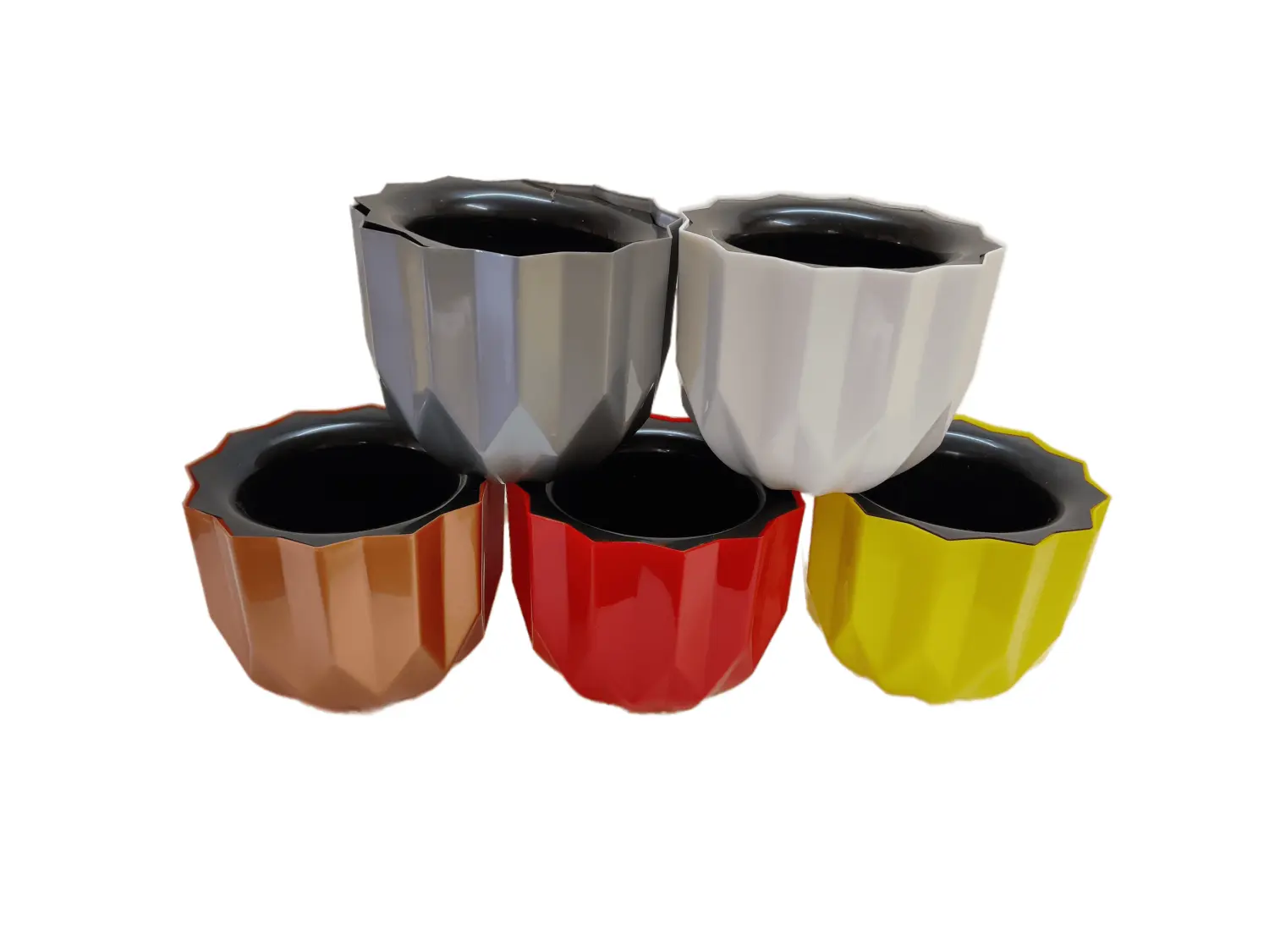 Designer virgin plastic flower pot with inner pot for Office Table , living room (pack of 5 , 7.5 inches). Durable Plastic flower pot for Indoors and balcony.