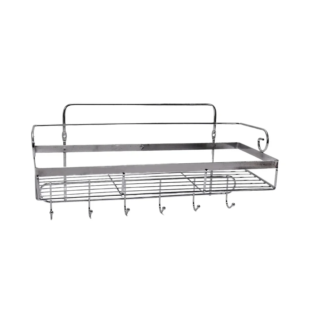 Stainless Steel Chrome Finish Silver Wall Mount Multi Purpose Bathroom Shelf