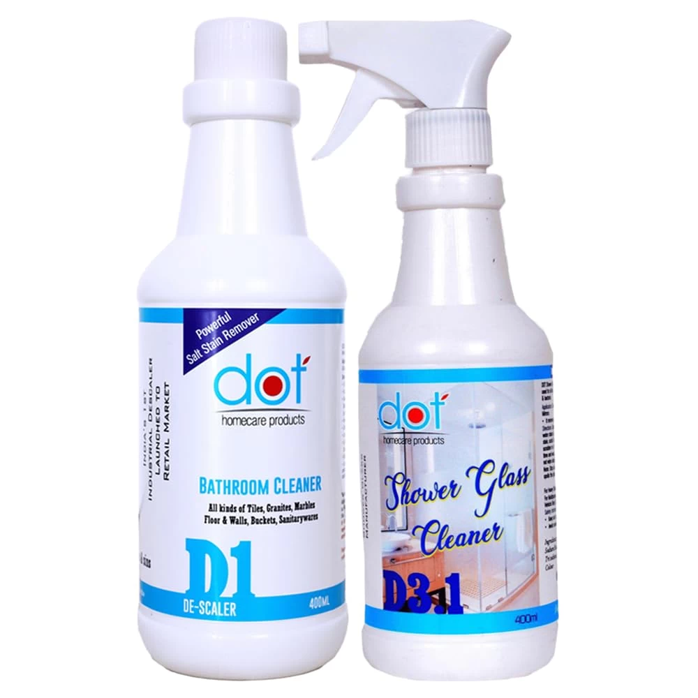 DOT Bathroom Tiles Cleaner Descaler 400ml, Shower Glass Cleaner, Remove salt stains, hard water marks easily 400ml each (Combo Pack)