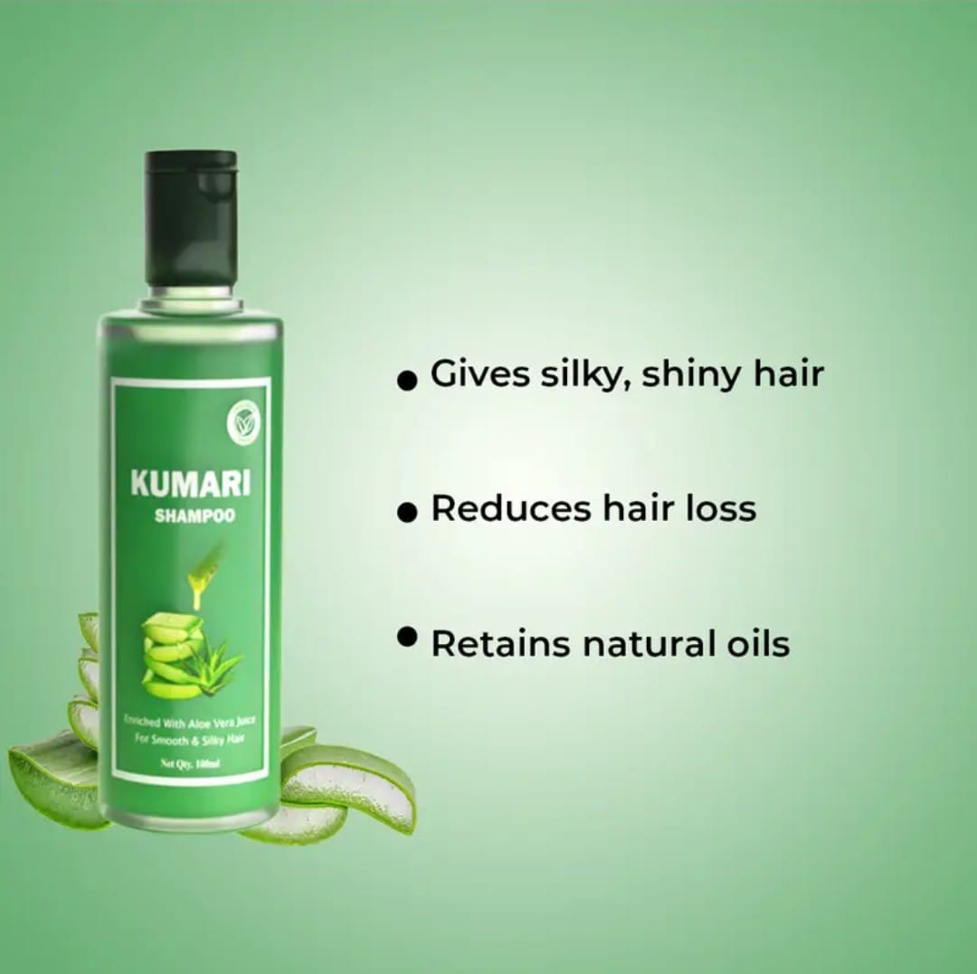 REVINTO KUMARI Naturals Pure Aloe Vera Shampoo | Zero Chemicals Soft, Smooth & Volumized Hair | Sulphate and Paraben free | Shampoo For Men & Women, 100 mL