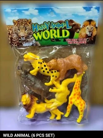 Happy Animal World Set of 6 Pcs, Big Size Realistic Wild Animals Figure For Kids  (Multicolor)