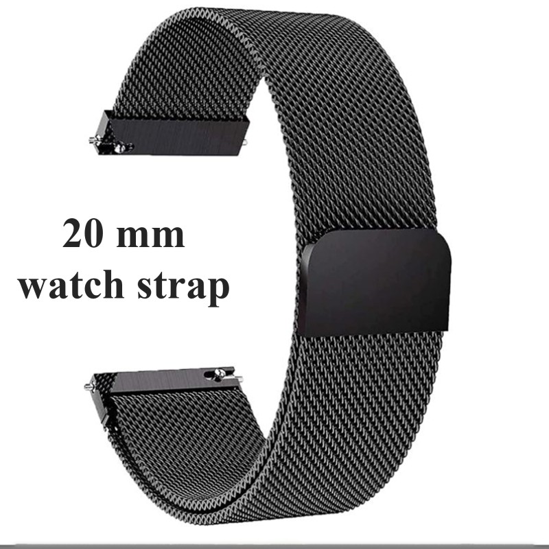 SKARSH stainless Steel 20mm Strap with Magnetic Buckle breathable, durable, Sweetwater resistant.perfect replacement for all styles of wristband (black)