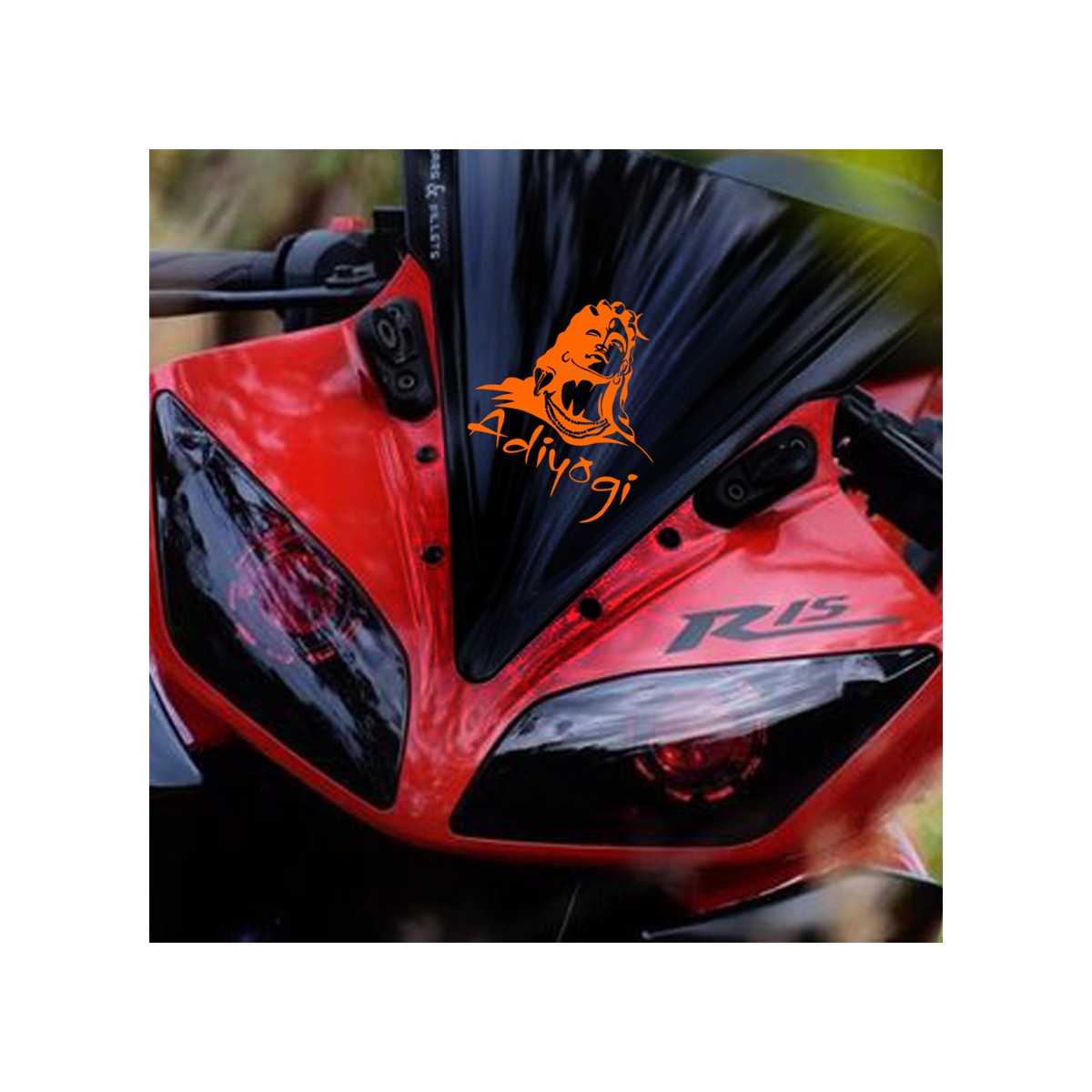 indnone® Lord Adhi Yogi Shiva Logo Sticker for Bike Water Proof PVC Vinyl Decal Sticker | Orange Color Standard Size