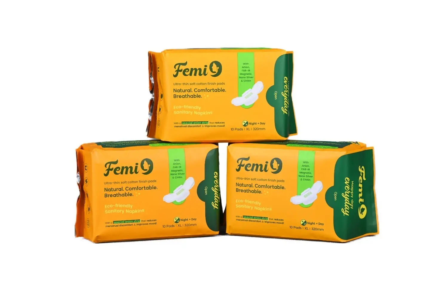 Femi9 Heavy flow period pads for women 320mm(10 pads) - XL |High Absorption Sanitary Pad  (Pack of 3)